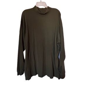 Woolrich Mens XXL Olive Mock Neck Long Sleeve Shirt Cotton Outdoor Casual Layer